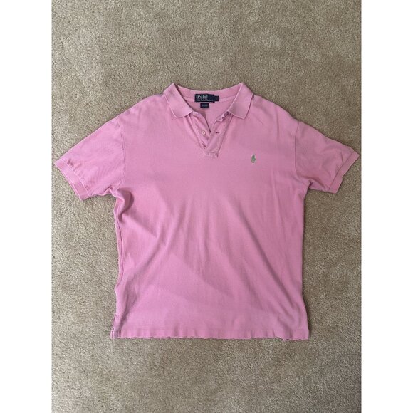 Ralph Lauren Polo Men’s Pink Polo With Green Pony Shirt Size Large - Picture 1 of 5